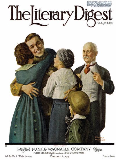 The  February 8, 1919 Literary Digest cover by Norman Rockwell entitled Oh Boy