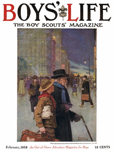 Norman Rockwell cover for Boys' Life appearing February 1919 entitled The Daily Good Turn