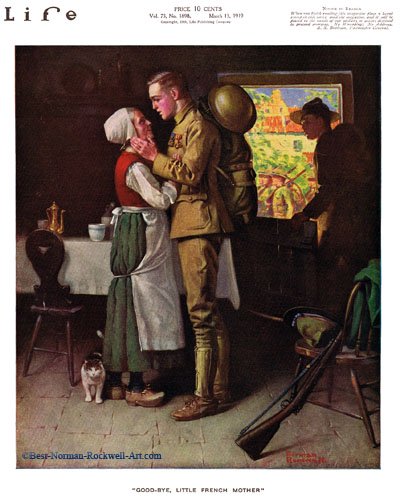 Goodbye Little French Mother by Norman Rockwell appeared on Life Magazine cover March 13, 1919