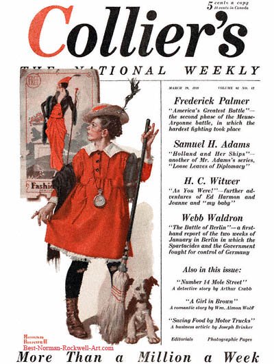 The Little Model by Norman Rockwell appeared on Collier's cover March 29, 1919