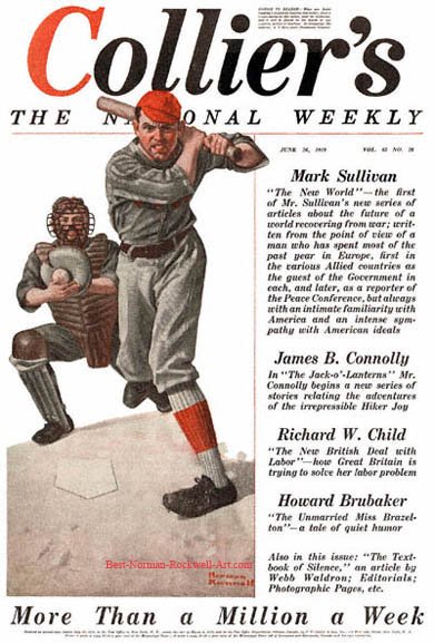 The Baseball Player by Norman Rockwell appeared on Collier's cover June 28, 1919