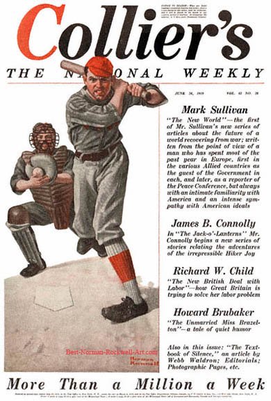 The Baseball Player by Norman Rockwell appeared on Collier's cover June 28, 1919