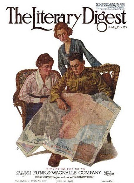 7/26/1919 The Literary Digest cover by Norman Rockwell entitled Taking Mother Over the Top