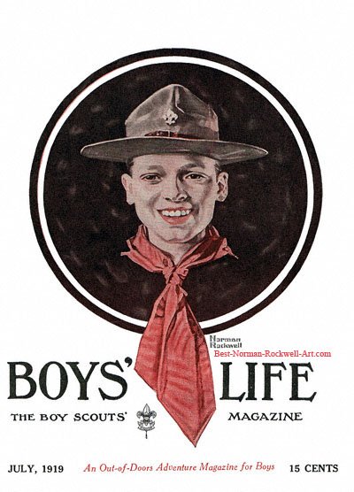 Norman Rockwell cover for Boys' Life appearing July 1919 entitled Head of a Boy Scout