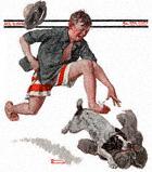 Boy Chasing Dog With Pants from the August 9, 1919 Saturday Evening Post cover