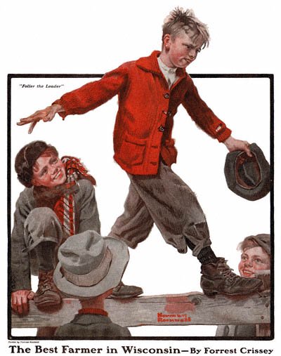 The Country Gentleman from 11/15/1919 featured this Norman Rockwell illustration, Foller the Leader