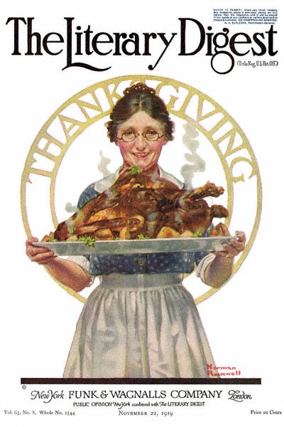 Thanksgiving by Norman Rockwell from the November 22, 1919 issue of The Literary Digest