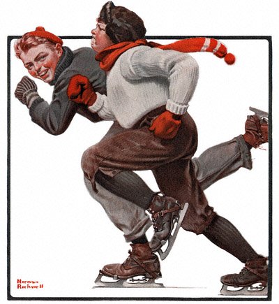 Norman Rockwell's 'Skating Race' appeared on the cover of The Country Gentleman on 2/28/1920