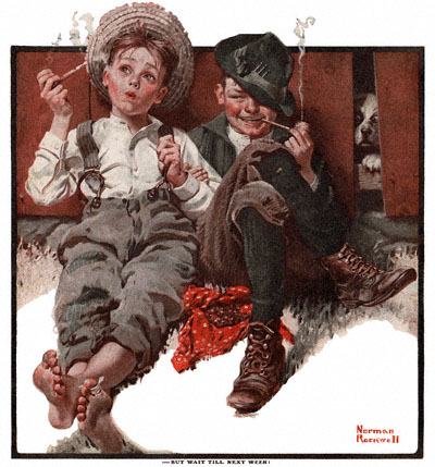 Norman Rockwell's 'Boys Smoking' appeared on the cover of The Country Gentleman on 5/08/1920