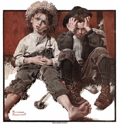 Norman Rockwell's 'Retribution' appeared on the cover of The Country Gentleman on 5/15/1920