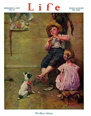 The Music Master by Norman Rockwell appeared on Life Magazine cover November 11, 1920