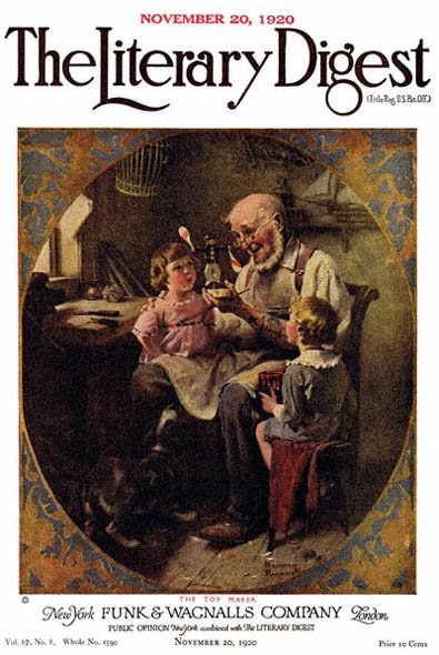 The Toy Maker, the 11/20/1920 Norman Rockwell Literary Digest cover