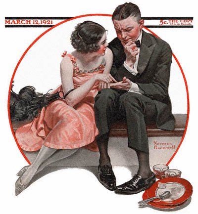 The March 12, 1921 Saturday Evening Post cover by Norman Rockwell entitled Girl Reading Palm