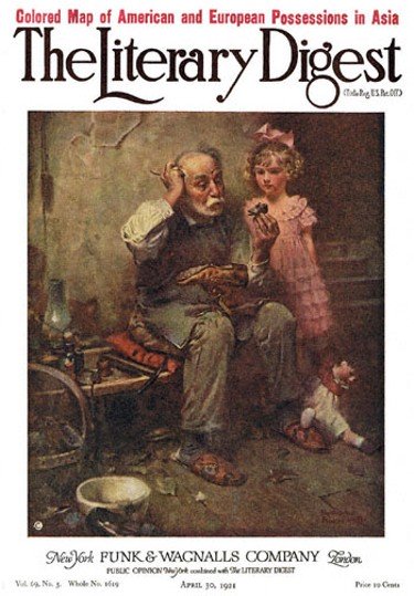 The Cobbler by Norman Rockwell from the April 30, 1921 issue of The Literary Digest