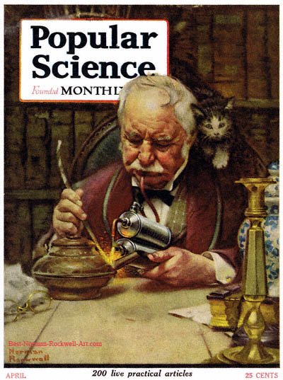 The Welder by Norman Rockwell appeared on Popular Science cover April 1921