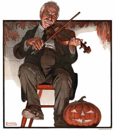 The Country Gentleman from 10/22/1921 featured this Norman Rockwell illustration, Man Playing Violin