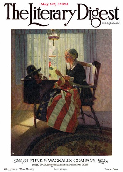 Mending the Flag by Norman Rockwell from the May 27, 1922 issue of The Literary Digest