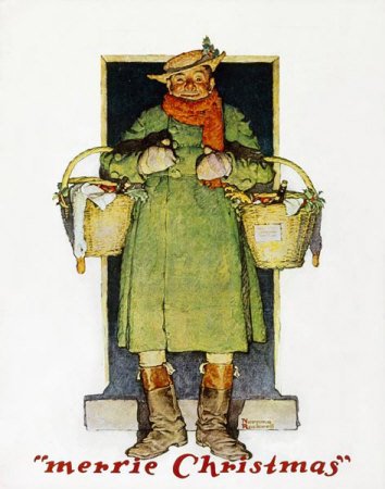 Norman Rockwell: Merrie Christmas: Man with Christmas Goose