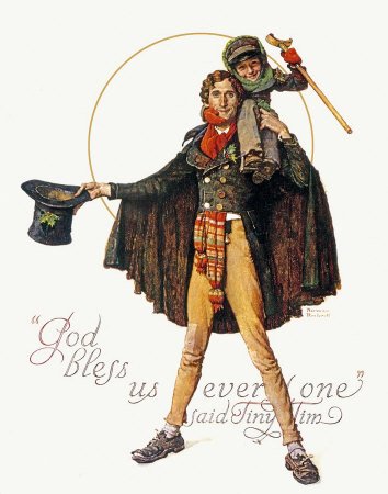 Norman Rockwell: Tiny Tim and Bob Cratchit