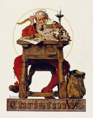 Norman Rockwell: Santa Claus Reading Mail
