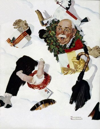Norman Rockwell: Christmas: Gramps in Snow