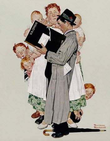 The April 27, 1940 Saturday Evening Post cover by Norman Rockwell entitled The Census Taker