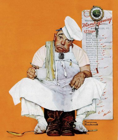Norman Rockwell: Chef With Thanksgiving Menu