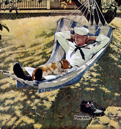 The September 15, 1945 Saturday Evening Post cover by Norman Rockwell entitled Home On Leave