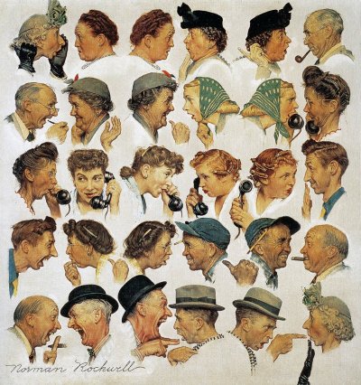 The March 6, 1948 Saturday Evening Post cover by Norman Rockwell entitled The Gossips