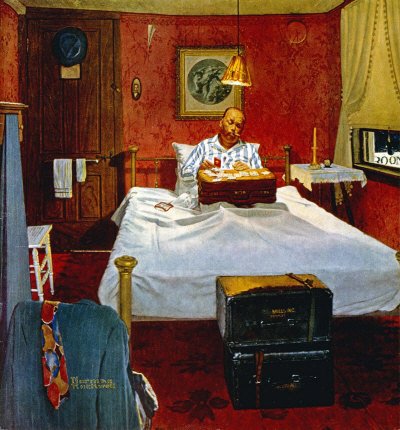 The August 19, 1950 Saturday Evening Post cover by Norman Rockwell entitled Solitaire