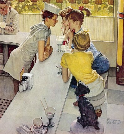 The August 22, 1953 Saturday Evening Post cover by Norman Rockwell entitled Soda Jerk