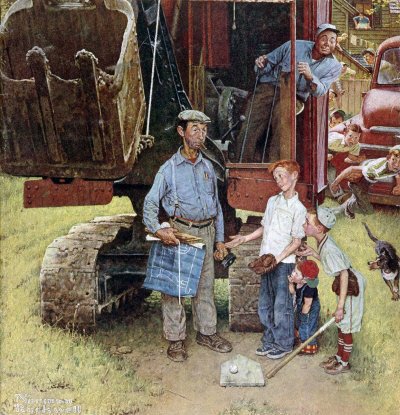 The August 21, 1954 Saturday Evening Post cover by Norman Rockwell entitled Construction Crew