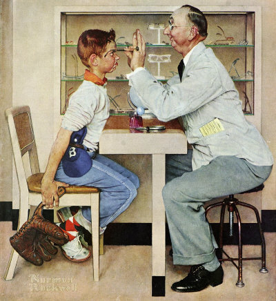 The May 19, 1956 Saturday Evening Post cover by Norman Rockwell entitled The Optician
