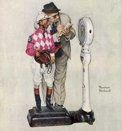 The June 28, 1958 Saturday Evening Post cover by Norman Rockwell entitled Weighing In