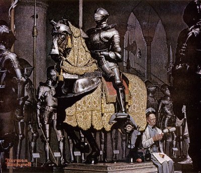The November 3, 1962 Saturday Evening Post cover by Norman Rockwell entitled Lunch Break With A Knight